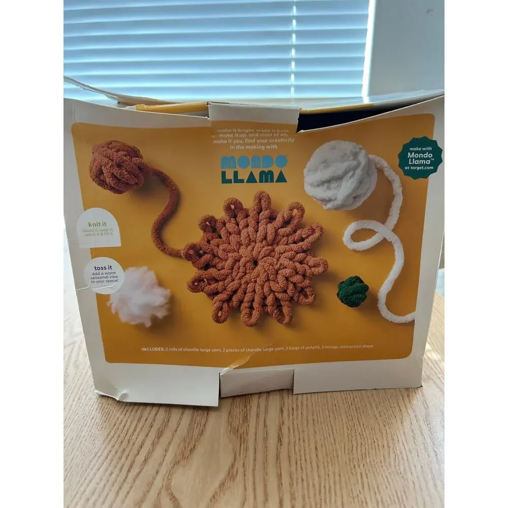 #1 New Mondo Llama Finger Knit Pumpkin Cushions Kit Makes 2 Instructions Include